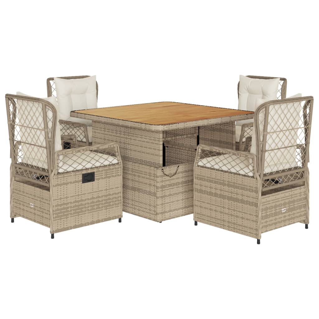 Set da Pranzo da Giardino 5 pz con Cuscini Beige in Polyrattan 3262921