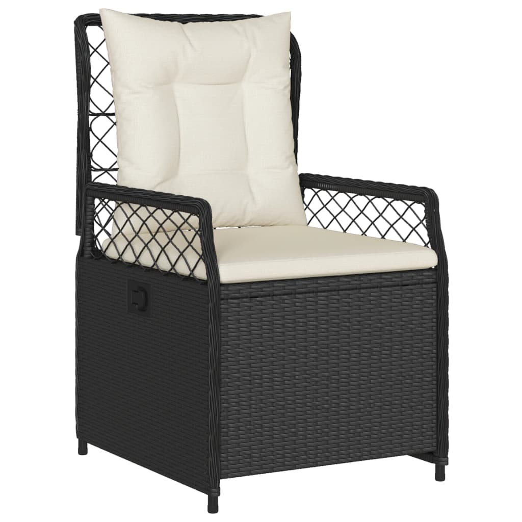 Set da Pranzo da Giardino 9 pz con Cuscini Nero in Polyrattan 3262923