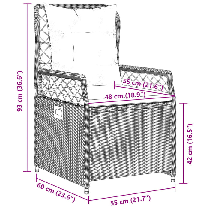 Set da Pranzo da Giardino 9 pz con Cuscini Nero in Polyrattan 3262923