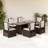 Set da Pranzo da Giardino 7pz con Cuscini in Polyrattan Marronecod mxl 93190