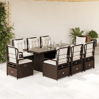 Set da Pranzo da Giardino 9pz con Cuscini Marrone in Polyrattancod mxl 117164