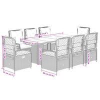 Set da Pranzo da Giardino 9 pz con Cuscini in Polyrattan Grigio 3262929