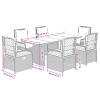 Set da Pranzo da Giardino 7 pz con Cuscini Beige in Polyrattan 3262934