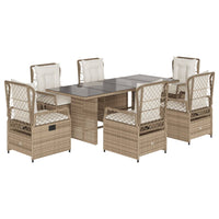 Set da Pranzo da Giardino 7 pz con Cuscini Beige in Polyrattan 3262936