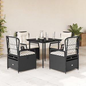 Set da Pranzo da Giardino 5 pz Nero con Cuscini in Polyrattan 3262958