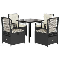 Set da Pranzo da Giardino 5 pz Nero con Cuscini in Polyrattan 3262965