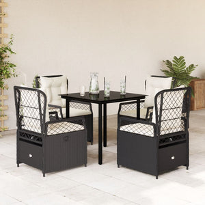 Set da Pranzo da Giardino 5 pz Nero con Cuscini in Polyrattan 3262965