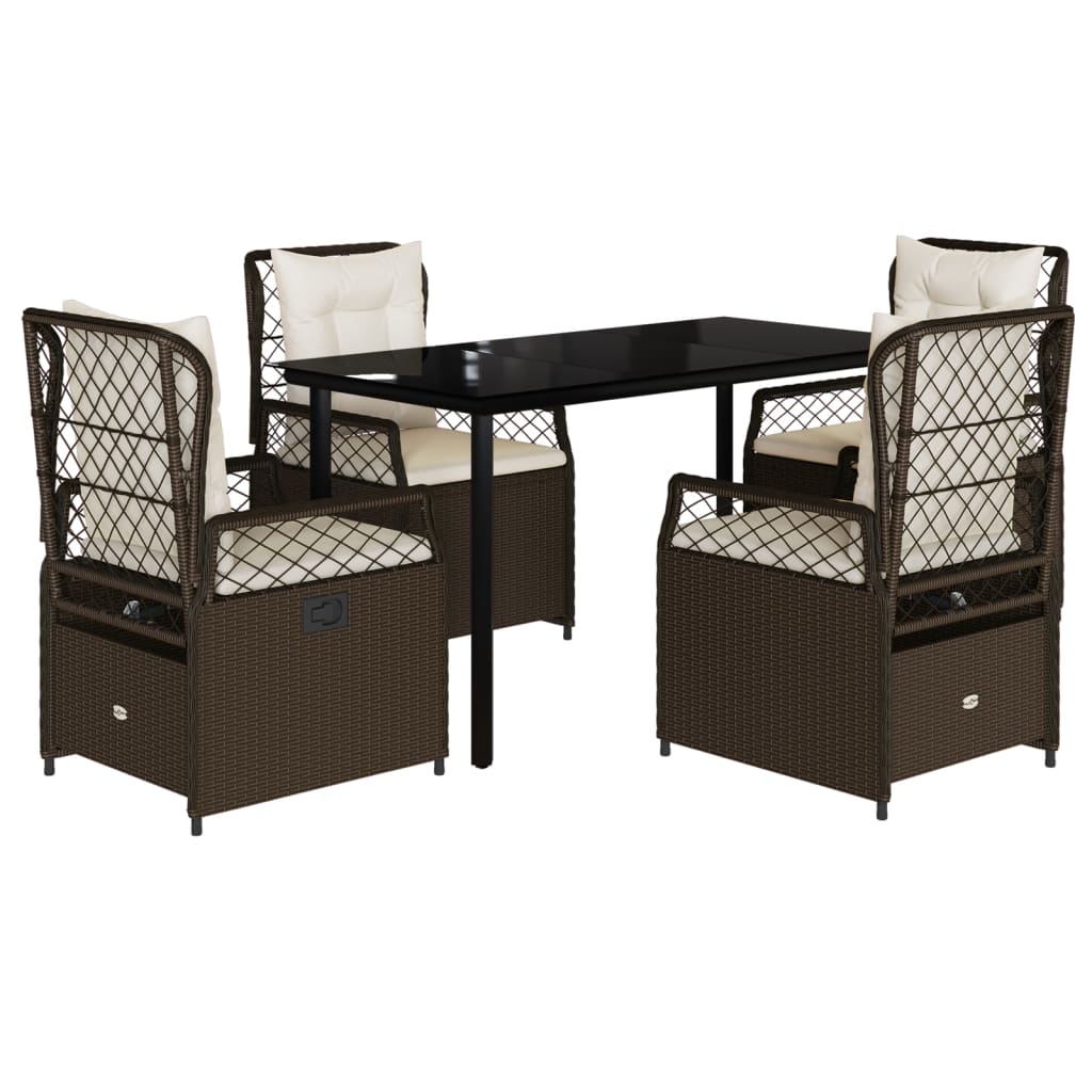 Set da Pranzo da Giardino 5pz con Cuscini in Polyrattan Marrone 3262980