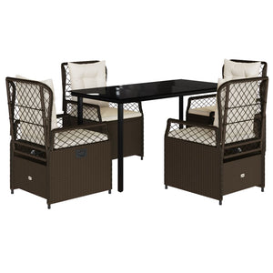 Set da Pranzo da Giardino 5pz con Cuscini in Polyrattan Marrone 3262980