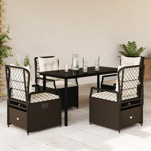 Set da Pranzo da Giardino 5pz con Cuscini in Polyrattan Marrone 3262980