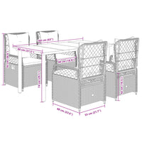 Set da Pranzo da Giardino 5pz con Cuscini in Polyrattan Marrone 3262981