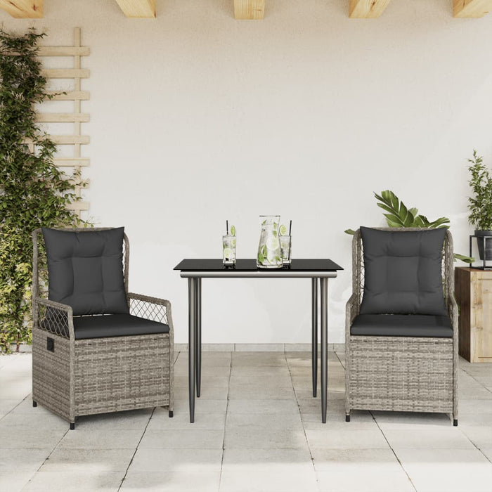 Set da Pranzo da Giardino 3 pz con Cuscini in Polyrattan Grigio 3262985