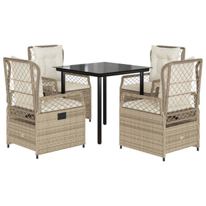 Set da Pranzo da Giardino 5 pz con Cuscini Beige in Polyrattan 3263021