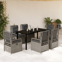 Set da Pranzo da Giardino 7 pz Cuscini Polyrattan Grigio Chiaro 3263038