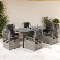 Set da Pranzo da Giardino 7 pz Cuscini Polyrattan Grigio Chiaro 3263039