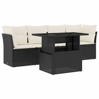 Set Divani da Giardino 5 pz con Cuscini in Polyrattan Nero 3266346