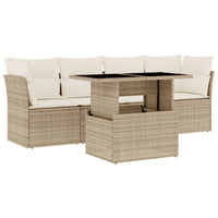 Set Divano da Giardino 5 pz con Cuscini Beige in Polyrattan 3266348