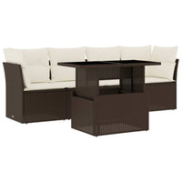 Set Divano da Giardino 5 pz con Cuscini Marrone in Polyrattan 3266353