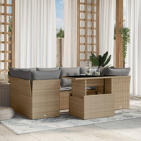 Set Divani da Giardino 7 pz con Cuscini Beige in Polyrattan 3266379