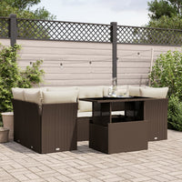 Set Divani da Giardino 7 pz con Cuscini Marrone in Polyrattan 3266383