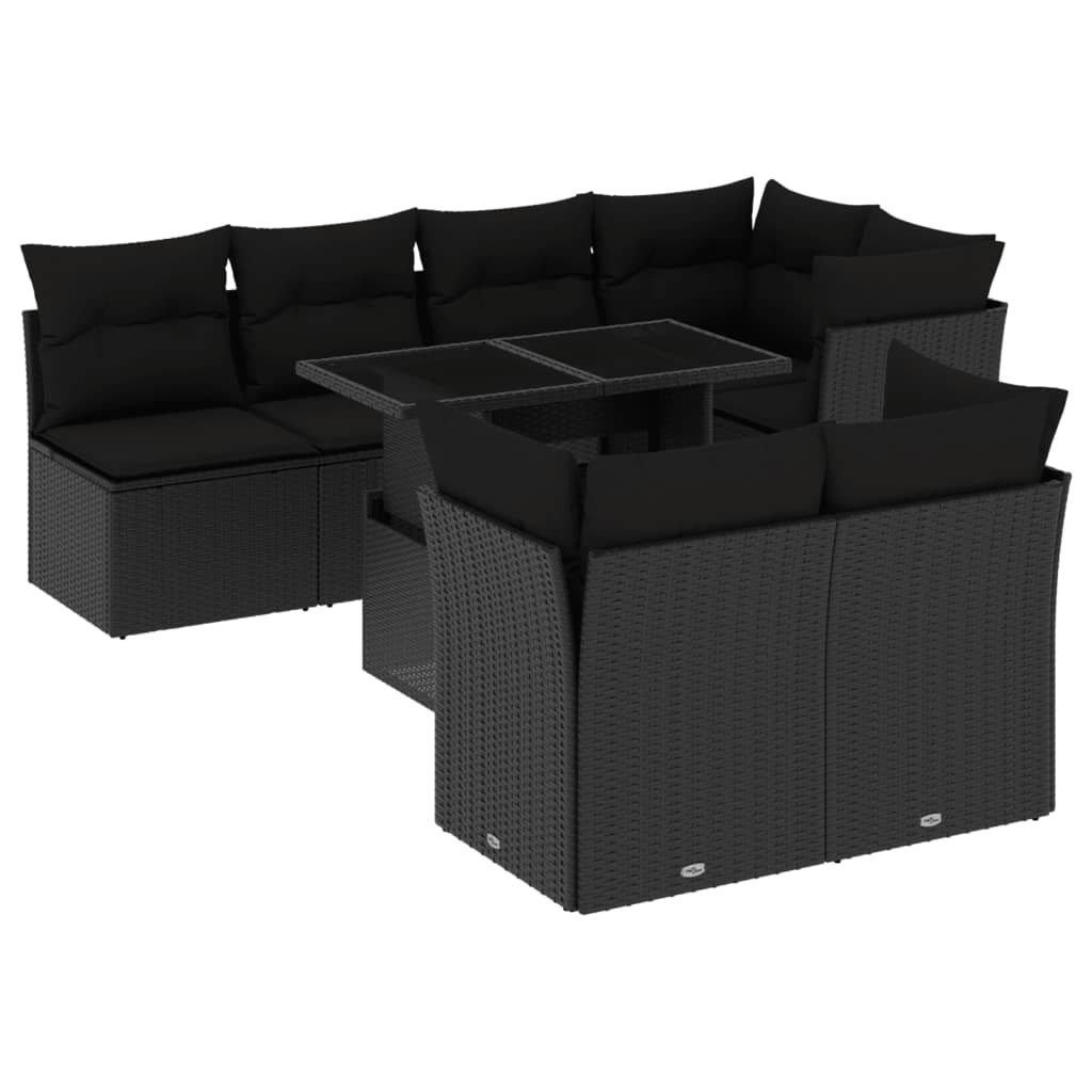 Set Divani da Giardino con Cuscini 8 pz Nero in Polyrattan 3266405