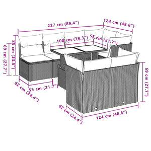 Set Divano da Giardino 8 pz con Cuscini Beige in Polyrattan 3266408