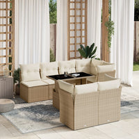 Set Divano da Giardino 8 pz con Cuscini Beige in Polyrattan 3266408