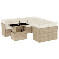 Set Divano da Giardino 9 pz con Cuscini Beige in Polyrattan 3266428