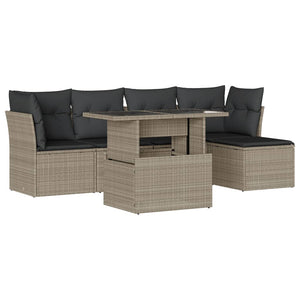 Set Divano da Giardino 6pz con Cuscini Grigio Chiaro Polyrattan 3266552