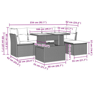 Set Divano da Giardino 6pz con Cuscini Grigio Chiaro Polyrattan 3266552