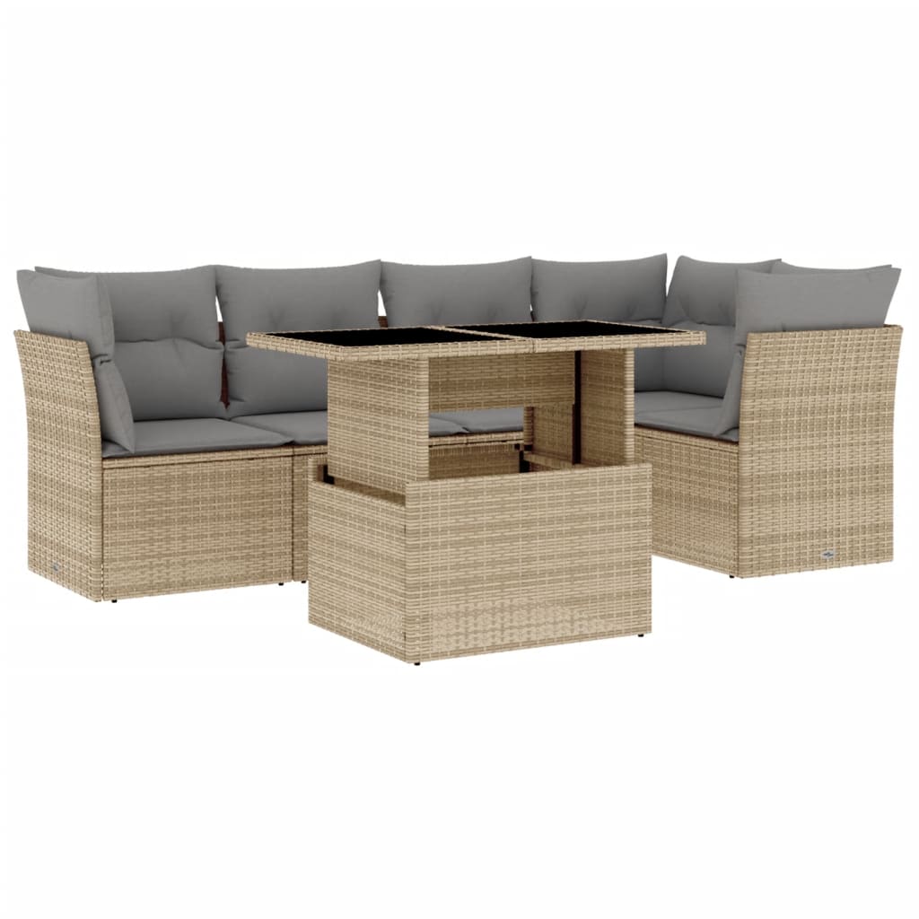 Set Divano da Giardino 6 pz con Cuscini Beige in Polyrattan 3266569