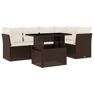 Set Divano da Giardino 6 pz con Cuscini Marrone in Polyrattan 3266573