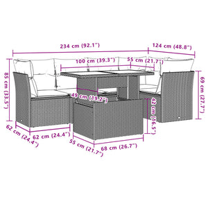 Set Divano da Giardino 6 pz con Cuscini Marrone in Polyrattan 3266573