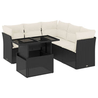 Set Divano da Giardino 6 pz con Cuscini Nero in Polyrattan 3266576