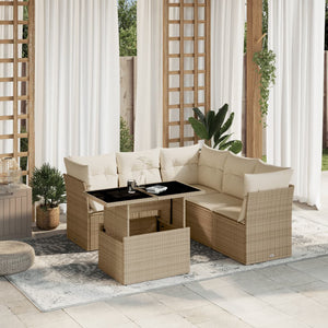 Set Divano da Giardino 6 pz con Cuscini Beige in Polyrattan 3266578