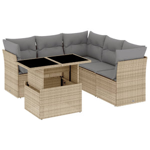 Set Divano da Giardino 6 pz con Cuscini Beige in Polyrattan 3266579