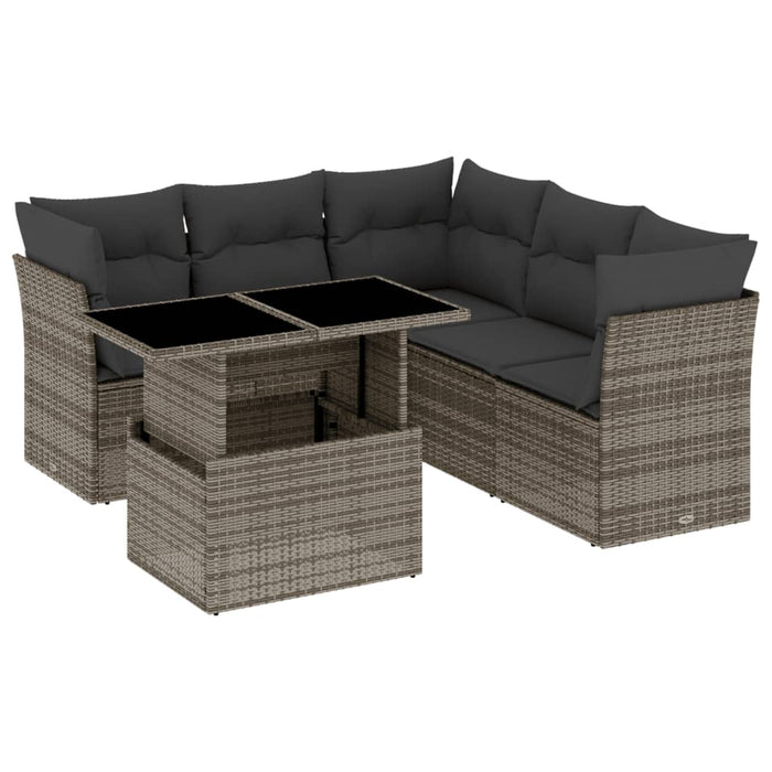 Set Divano da Giardino 6 pz con Cuscini Grigio in Polyrattan 3266580