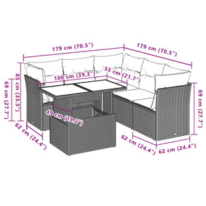 Set Divano da Giardino 6 pz con Cuscini Grigio in Polyrattan 3266580