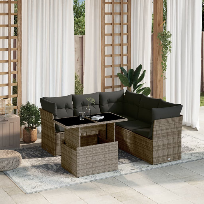 Set Divano da Giardino 6 pz con Cuscini Grigio in Polyrattan 3266580