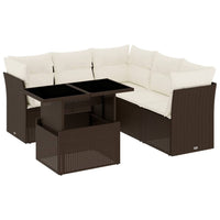 Set Divano da Giardino 6 pz con Cuscini Marrone in Polyrattan 3266583