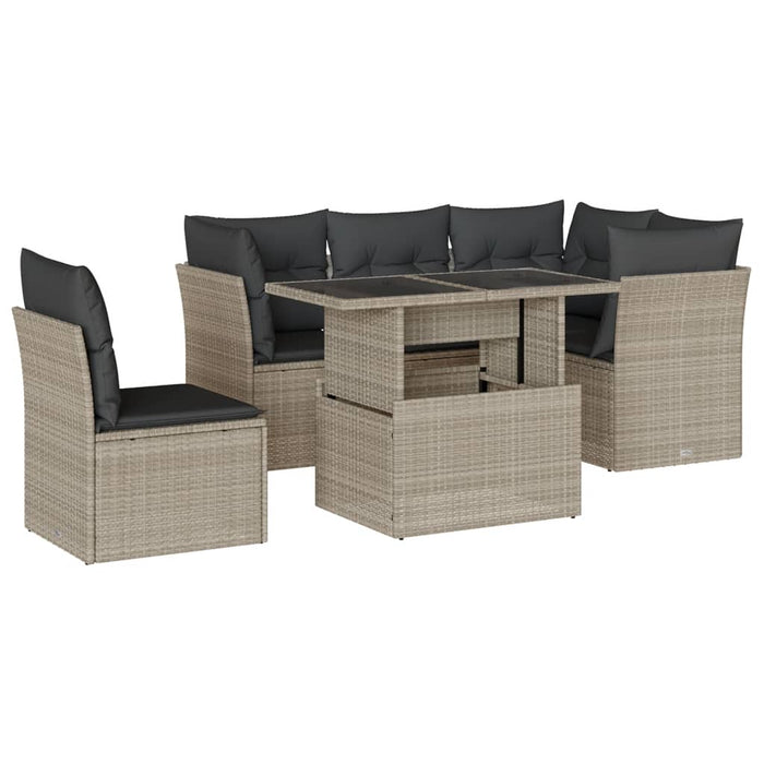 Set Divano da Giardino 6pz con Cuscini Grigio Chiaro Polyrattan 3266592