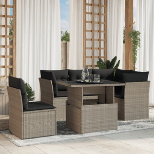 Set Divano da Giardino 6pz con Cuscini Grigio Chiaro Polyrattan 3266592