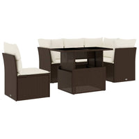 Set Divano da Giardino 6 pz con Cuscini Marrone in Polyrattan 3266593