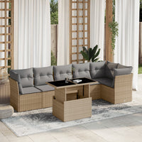 Set Divani da Giardino 7 pz con Cuscini Beige in Polyrattan 3266599