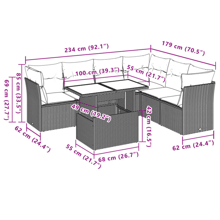 Set Divani da Giardino 7 pz con Cuscini Beige in Polyrattan 3266609