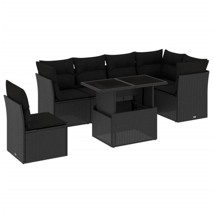 Set Divani da Giardino con Cuscini 7pz Nero Polyrattan 3266615