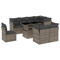 Set Divano da Giardino 9 pz con Cuscini Grigio in Polyrattan 3266730