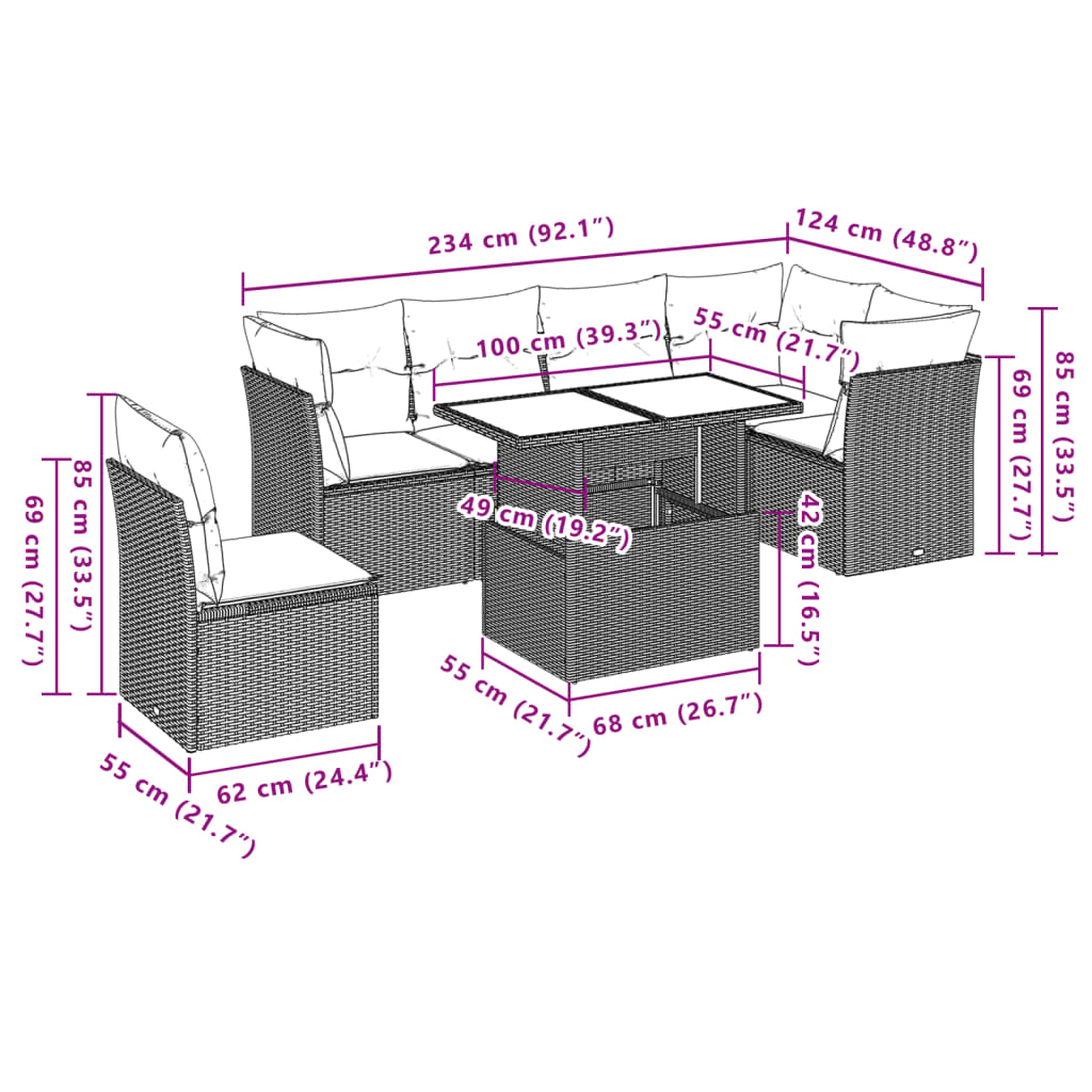 Set Divani da Giardino 9pz con Cuscini Marrone in Polyrattan 3266733