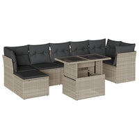 Set Divano da Giardino 8pz con Cuscini Grigio Chiaro Polyrattan 3266752