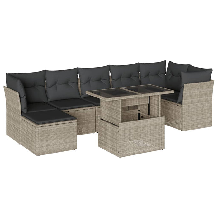 Set Divano da Giardino 8pz con Cuscini Grigio Chiaro Polyrattan 3266752